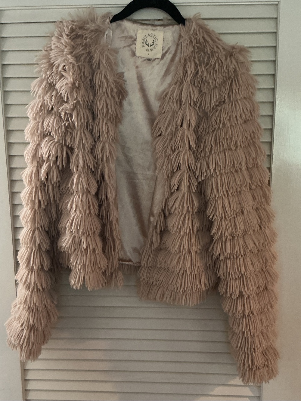 Fantastic Fawn Textured Faux-Fur Fringe Jacket - Blush Taupe